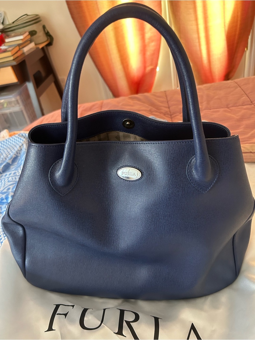Furla Deep Blue Leather Tote